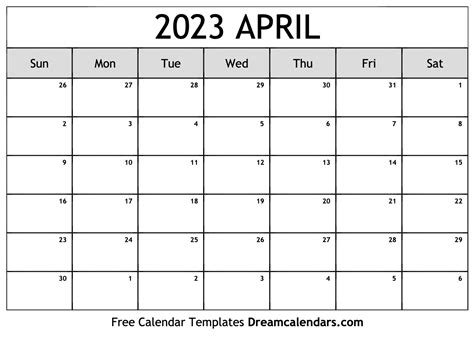 April 2023 Calendars .
